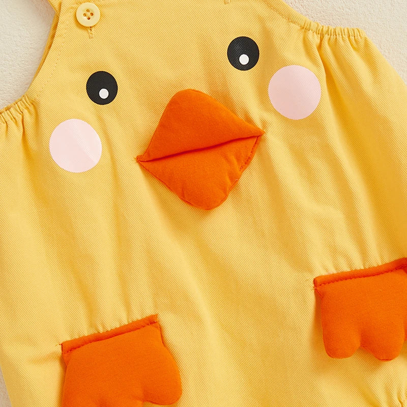 Pudcoco Baby Toddler Duck Overall Romper Cute Animal Sleeveless Bodysuit Casual Summer Clothes for Boys Girls