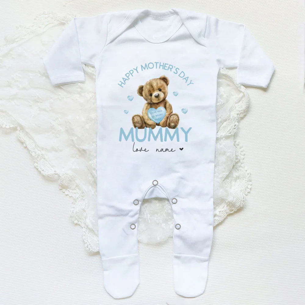 Personalised Mother's Day Baby Sleepsuit Mother's Day Outfits I Love My Mummy Newborn Babygrow New Mum Gifts