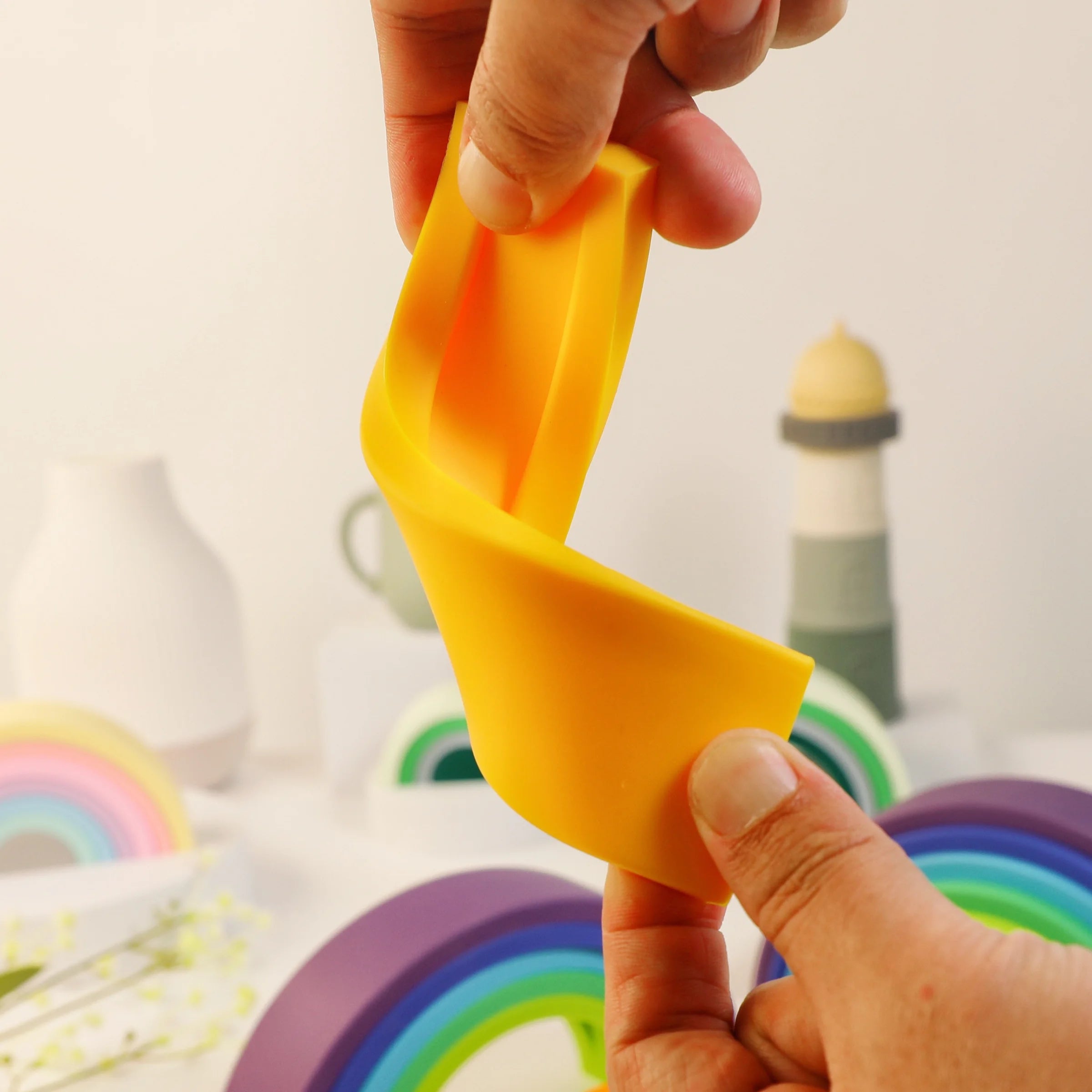 1 Set Baby Rainbow Colors Silicone Stacking Montessori Creative Toys - BPA Free Food Grade Silicone Early Education Kids Gifts
