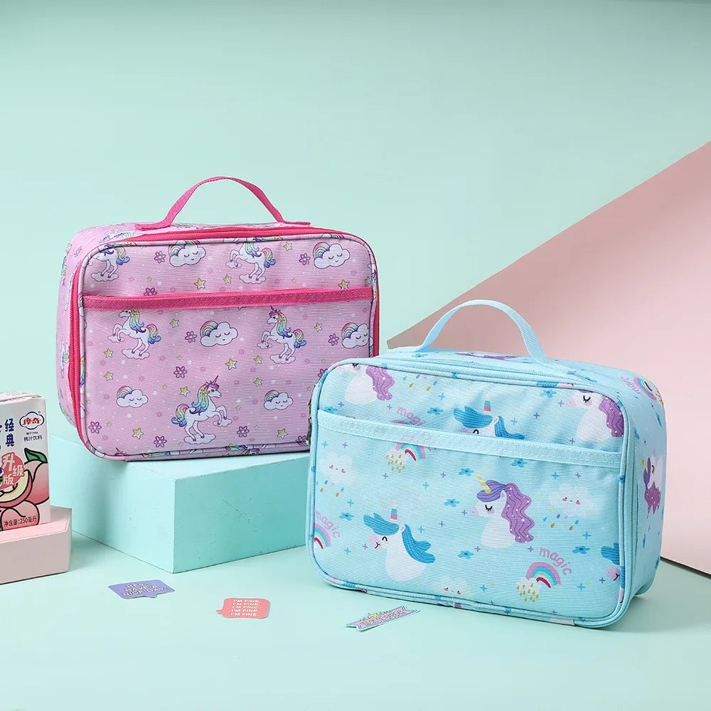 Insulation Bag Children Cartoon Rainbow Unicorn Lunch Bag Picnic Food Bag Student School Bento Bag