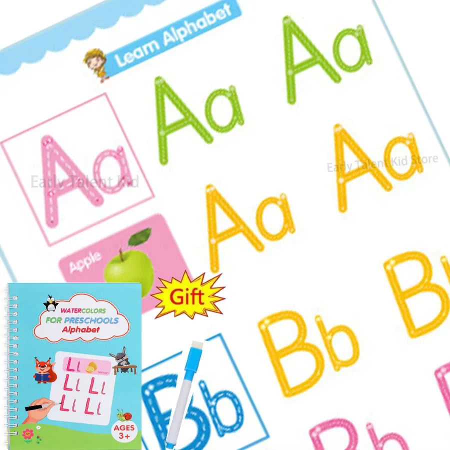 Children Notebook Waterproof White Hard Paper Board+1 Erasable Pen Can Write Reusable Magic Books Kid Early Practice Calligraphy