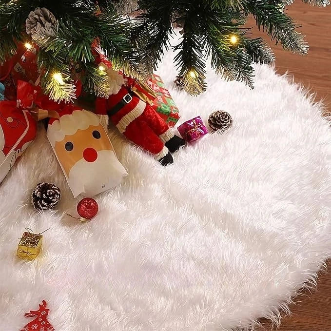 Christmas Tree Skirt 90CM Plush Tree Skirt Christmas Tree Apron Family Hotel Mall Christmas Atmosphere Venue Decoration Mat