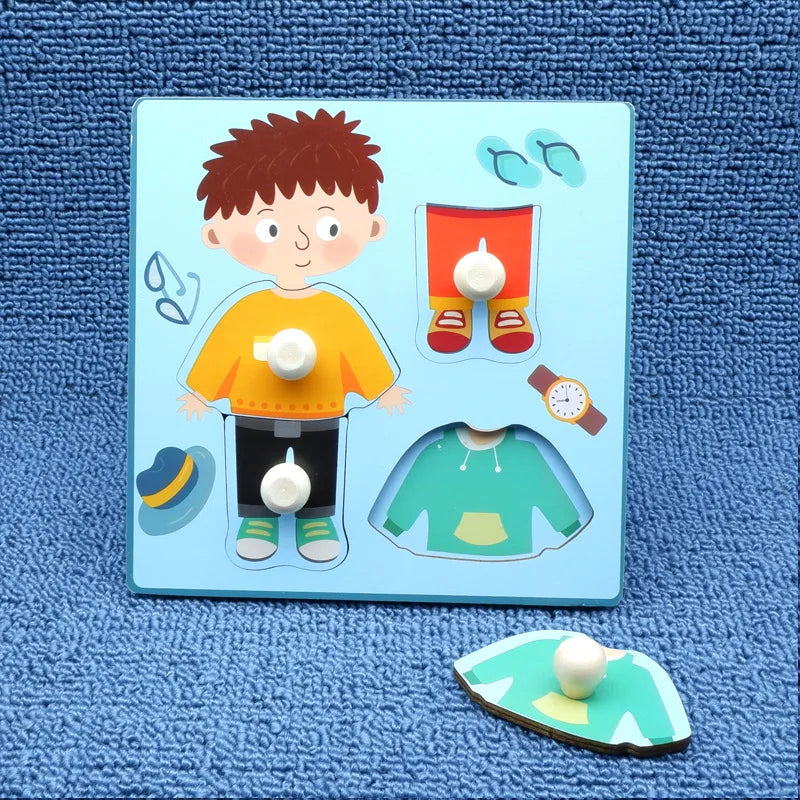 Montessori Early Education Toy - 1pcs Children's Hand Scratch Board 3D Puzzle Wooden Toys for Children Baby - Fruit Cognitive Puzzle Toy