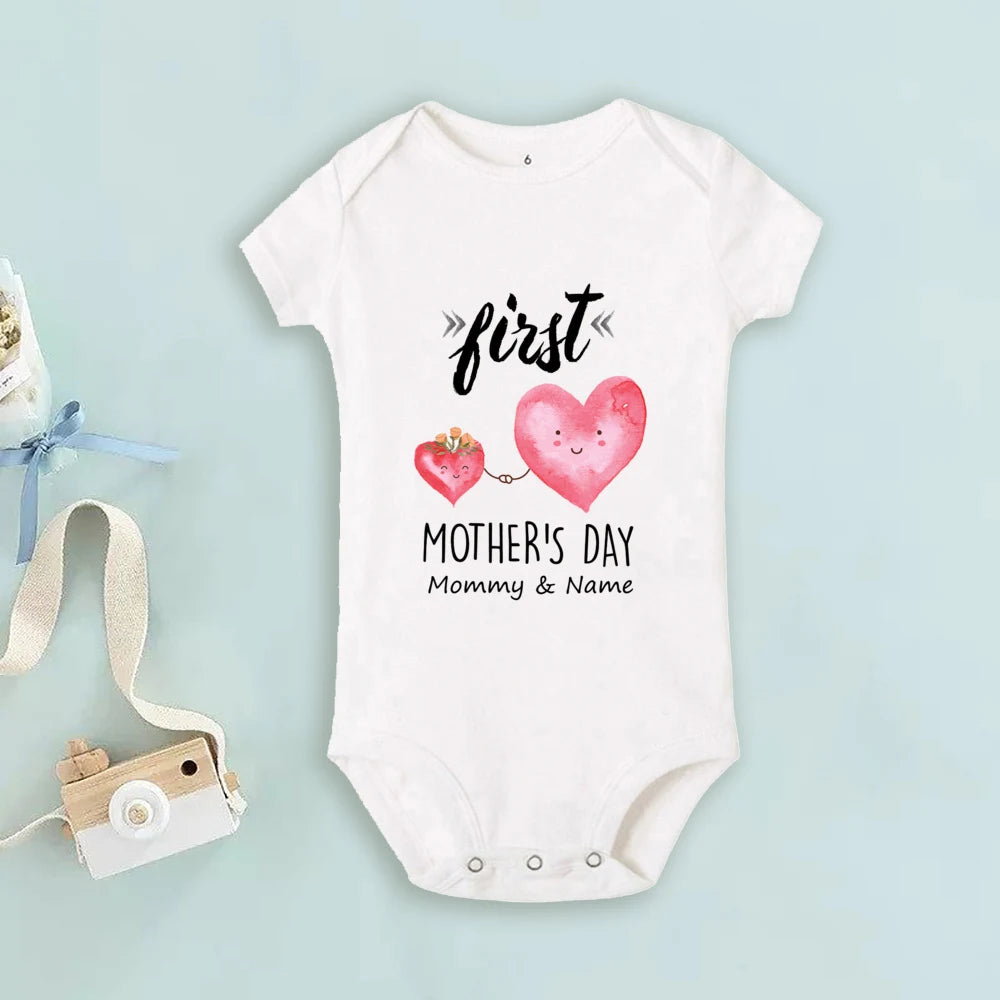 Personalized Mothers Day Baby Bodysuit Boys Girls Clothes Custom Name Infant Romper Newbron First Mother's Day Gift Bodysuits