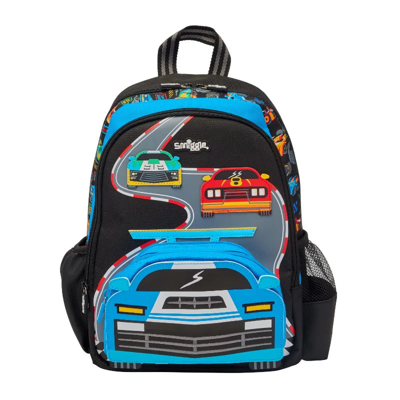 In Stock Australian Smiggle Backpack Elementary School Kindergarten Senior Class Medium-Sized Backpack Black Speed Racing Gifts