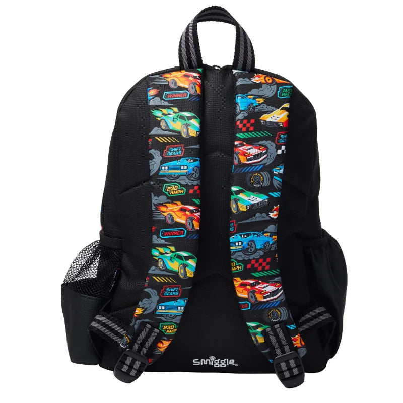 In Stock Australian Smiggle Backpack Elementary School Kindergarten Senior Class Medium-Sized Backpack Black Speed Racing Gifts