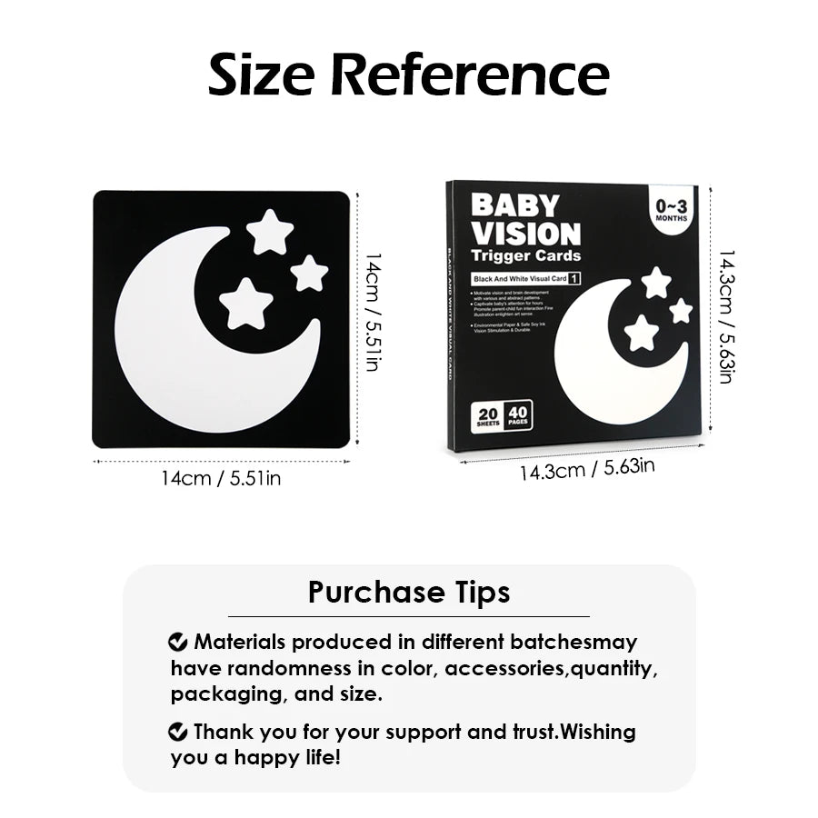 20 sheets/pack Baby Visual Stimulation Cards - Montessori High Contrast Flash Card for Infant - Children Cognition Toy