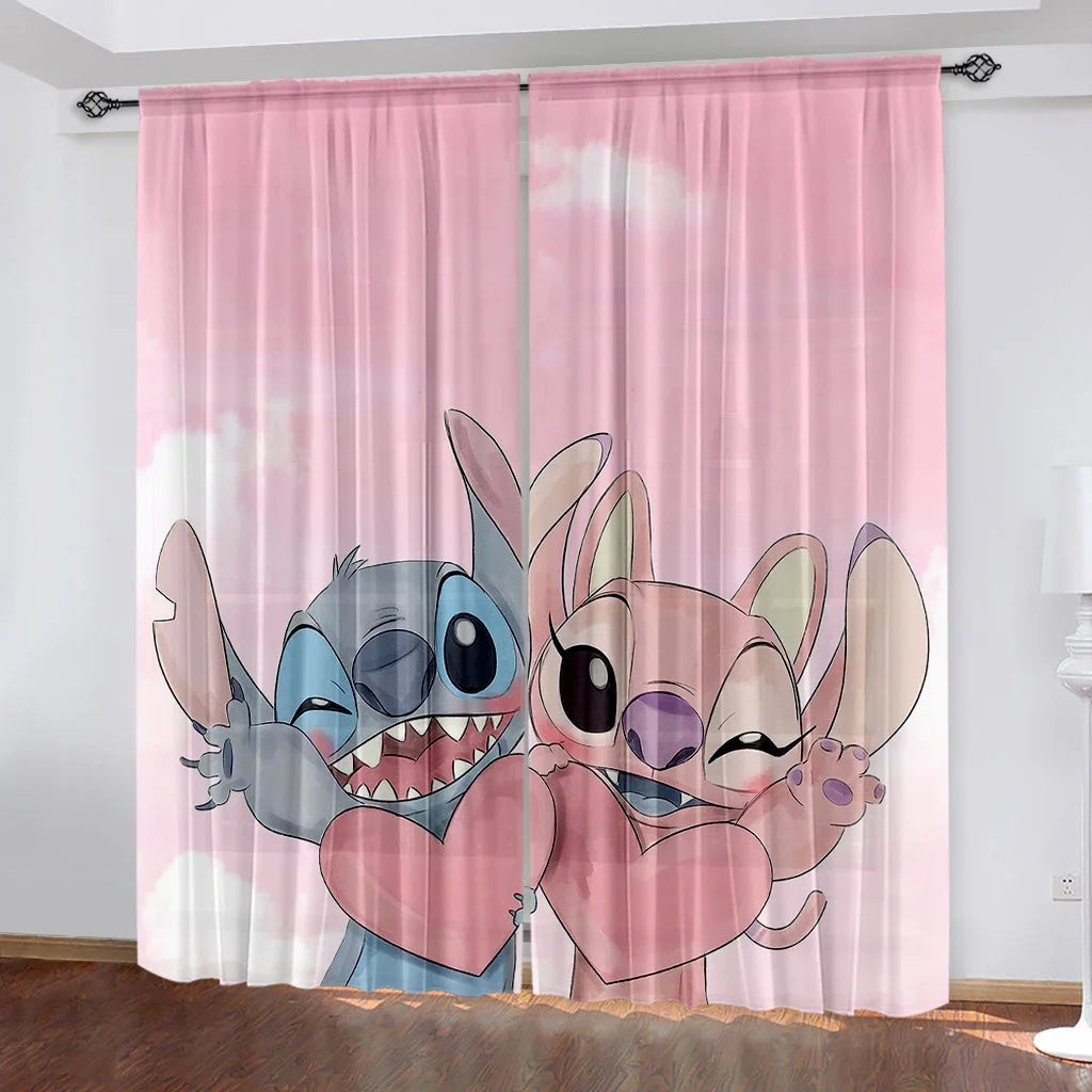 Cartoon Stitch Disney Curtains Polyester Kids Bedroom Decorations Shade Curtains Kitchen Living Room Home 2pcs Multiple Sizes