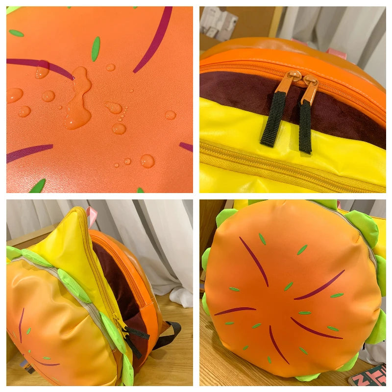 Cartoon Cute Multi-storey Hamburger Travel Backpack Women Large Capacity Personality Waterproof School Backpacks for Girls Gift