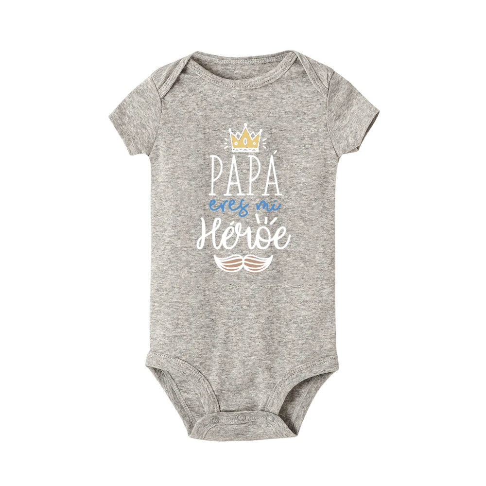 Papa Is My Hero / Spanish Printed - Baby Bodysuit Short Sleeve