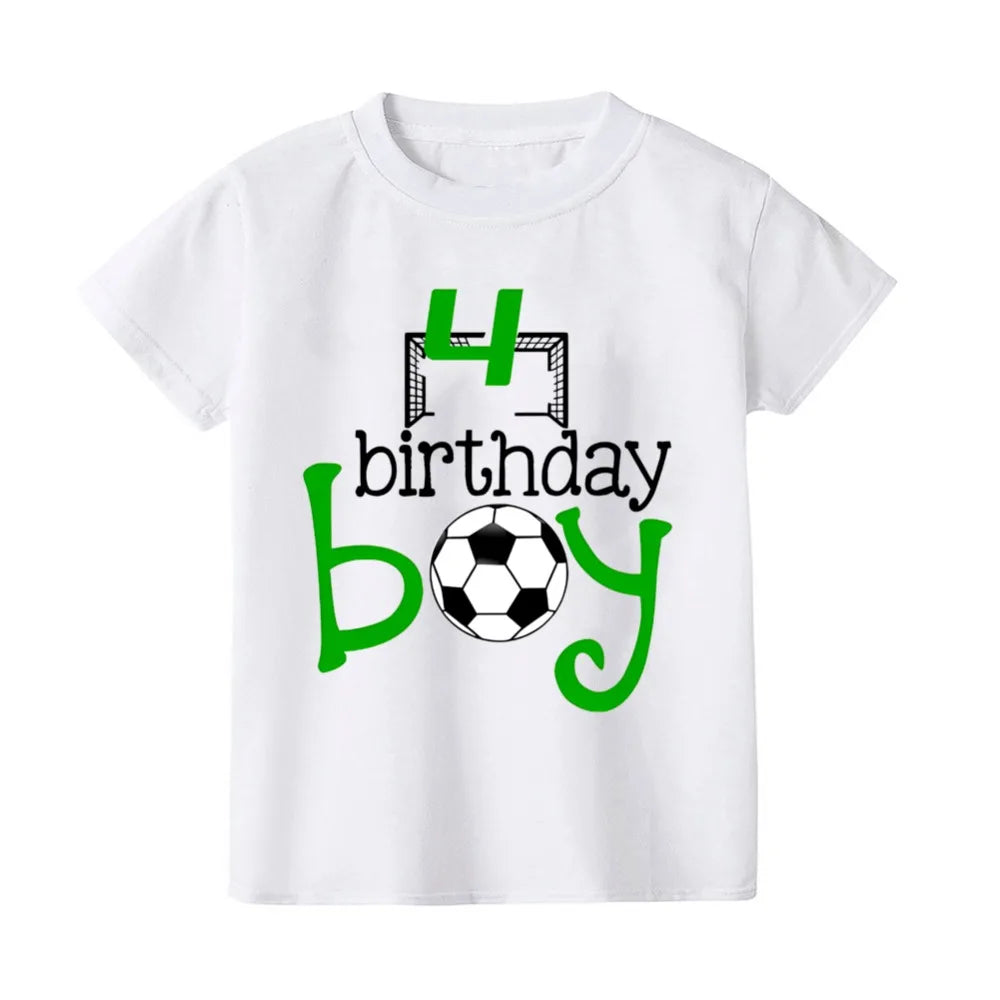 Casual Child Tee Shirt Football&birthday Print Kids T-shirt 2-9Y Fashion Short Sleeve Round Neck Tees Top Summer Soccer Clothes