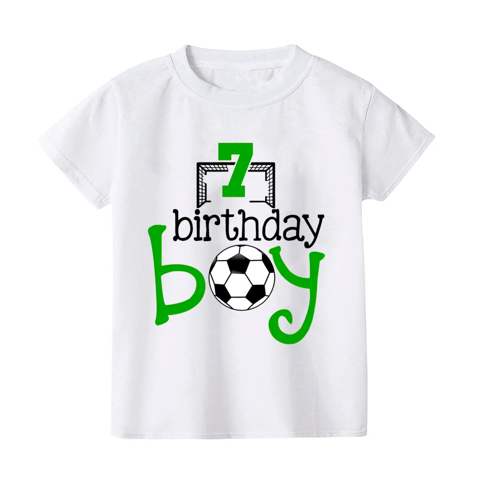 Casual Child Tee Shirt Football&birthday Print Kids T-shirt 2-9Y Fashion Short Sleeve Round Neck Tees Top Summer Soccer Clothes