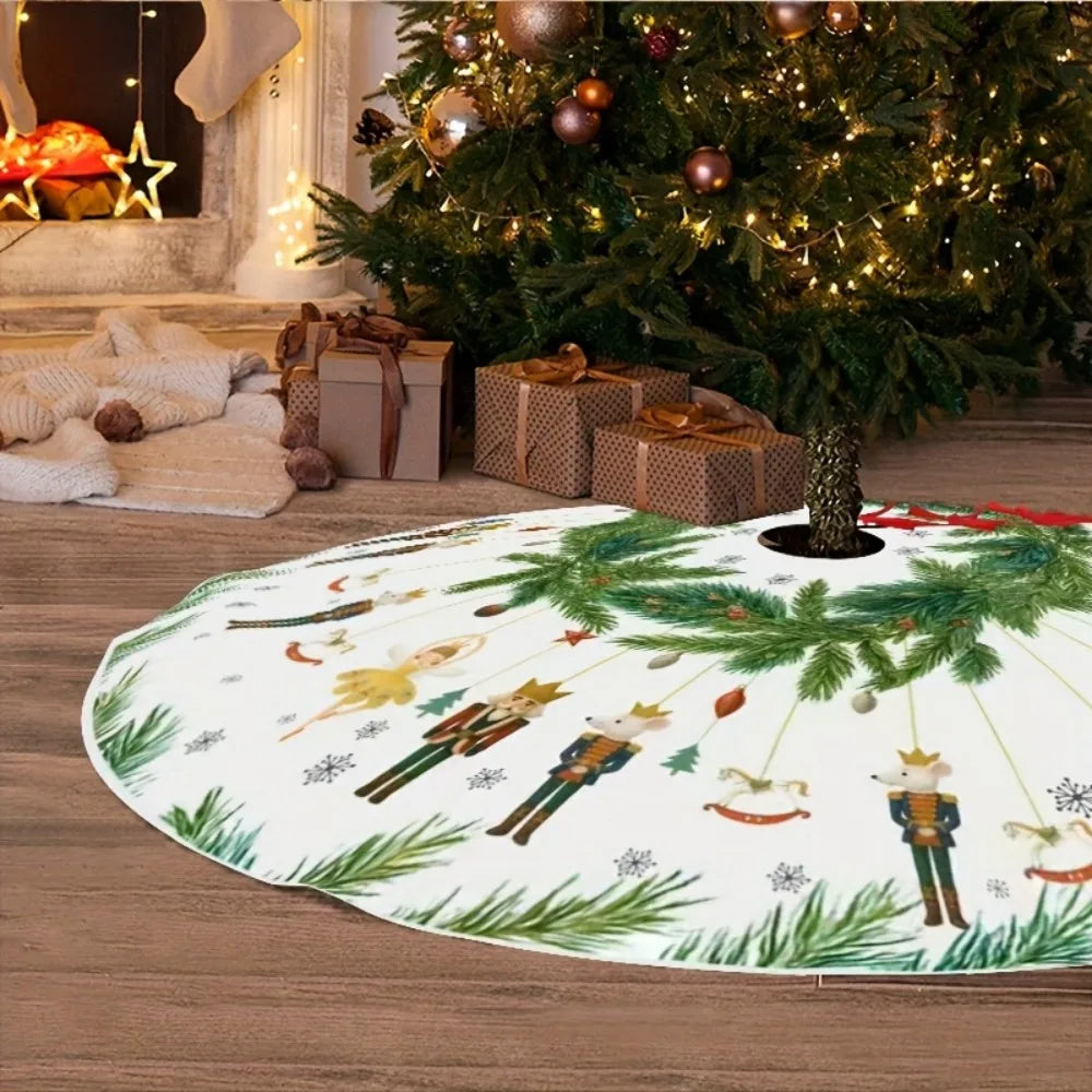 Vikama Daisy Sleigh Christmas Tree Skirt with Soldiers and Snowmen Daisy Design Winter Holiday Tree Ornaments Collection