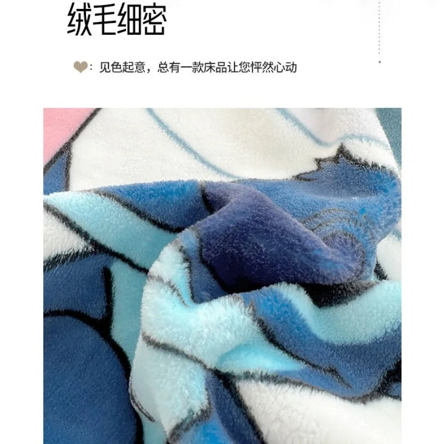 Stitch Cartoon Blanket Lightweight Style Home Textile Flannel Soft Throw Blanket Bedding Sofa Cover