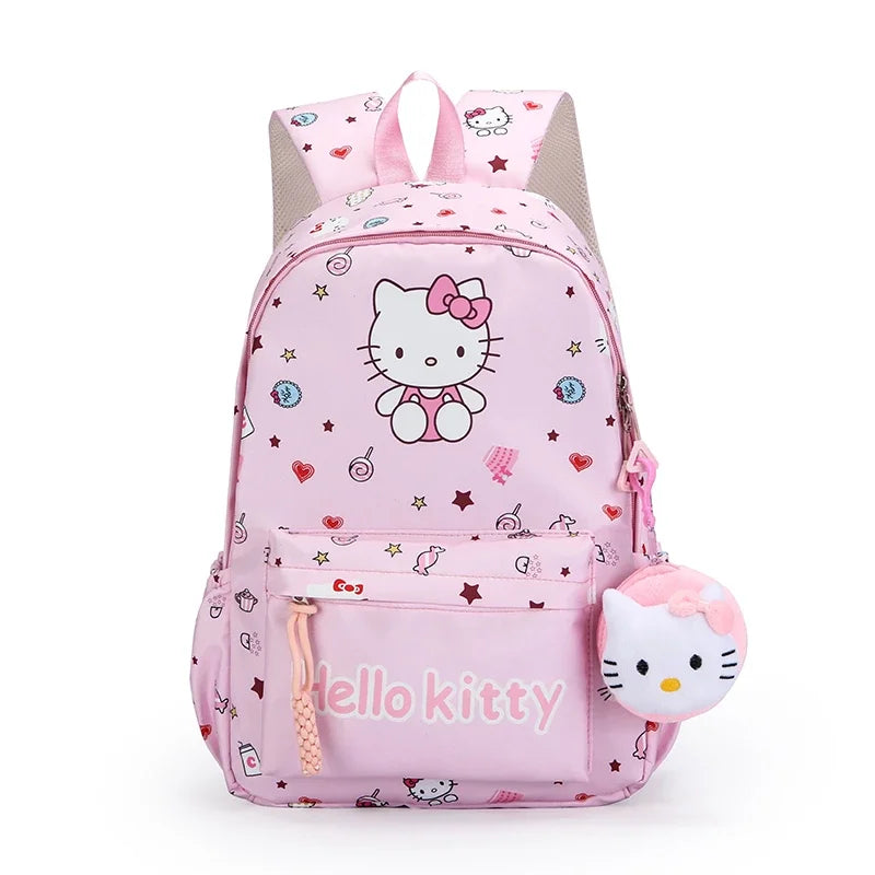 Hello Kitty Sanrio Anime Backpack, Kuromi Cinnamoroll School Bags With Wallet Charm, Student Girl Casual Travel Commute Knapsack