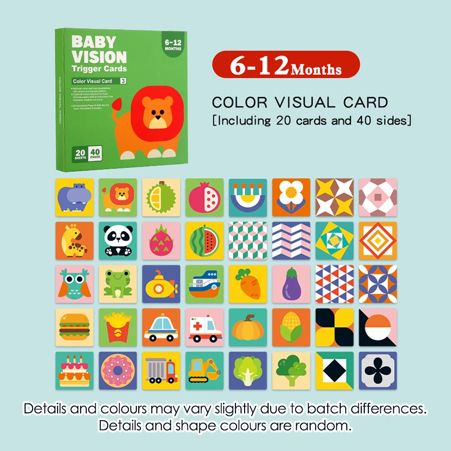 20 sheets/pack Baby Visual Stimulation Cards - Montessori High Contrast Flash Card for Infant - Children Cognition Toy