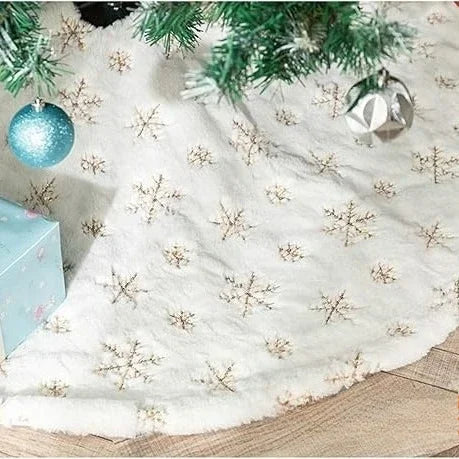 Christmas Tree Skirt 90CM Plush Tree Skirt Christmas Tree Apron Family Hotel Mall Christmas Atmosphere Venue Decoration Mat