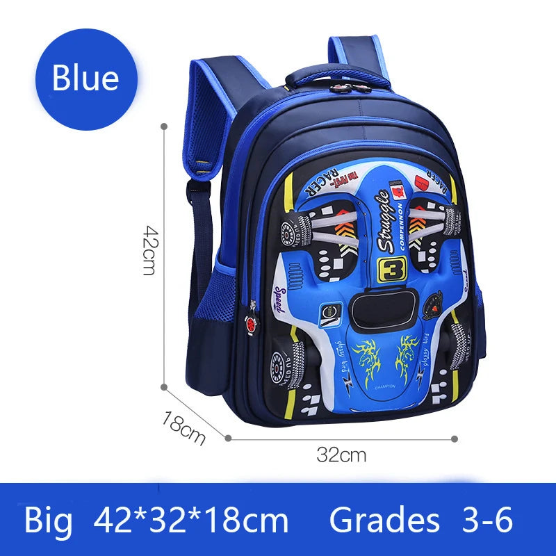 Waterproof Lightweight 3D Car Backpack Kindergarten Kid Preschool Backpack Young Children Boy Girl SchoolBag Primary Red Blue
