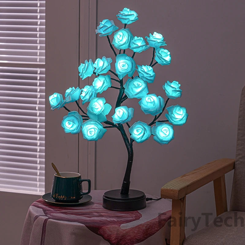 24 LED Flowers, Tree Lights USB Table Lamp Fairy Maple Leaf Night Light Home Party Christmas Wedding Bedroom Decoration Gift