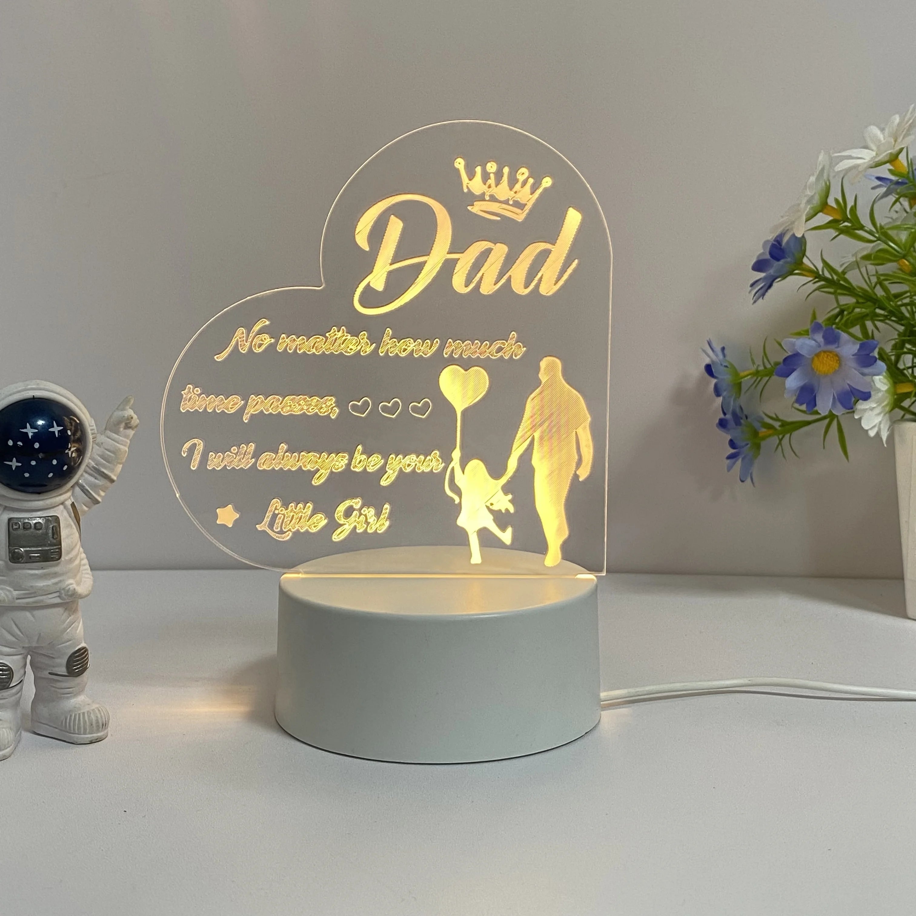 1pcs Father's Day atmosphere LED night light, study bedroom atmosphere decoration, USB plug, holiday gift night light.