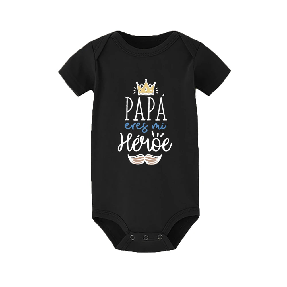 Papa Is My Hero / Spanish Printed - Baby Bodysuit Short Sleeve
