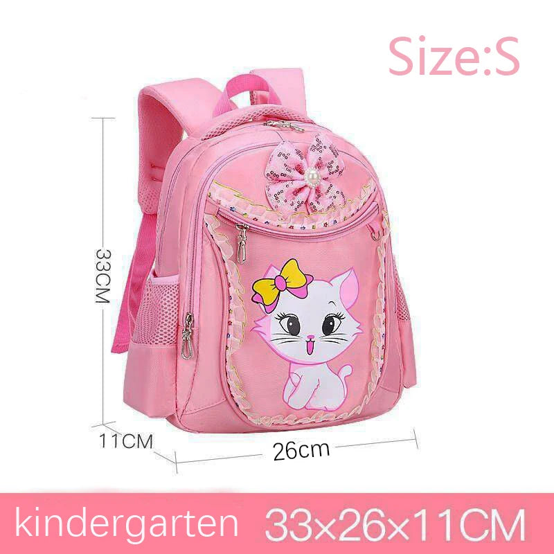 Pink Cat Children Girl Backpack Bowknot Kid School Bag Cartoon Bookbag Cute Princess Kindergarten Primary School Girl Backpack