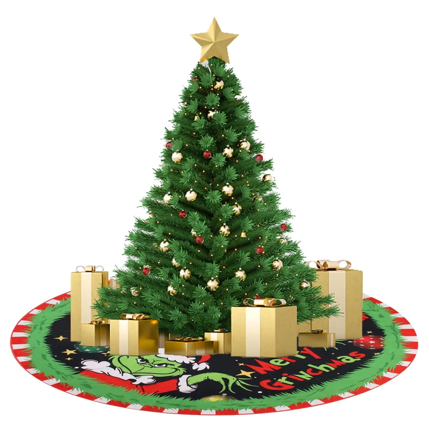 Merry Christmas Tree Skirt Collar 47 Inch, Soft and Funny Farmhouse Holiday Decor Xmas Party Holiday Decoration