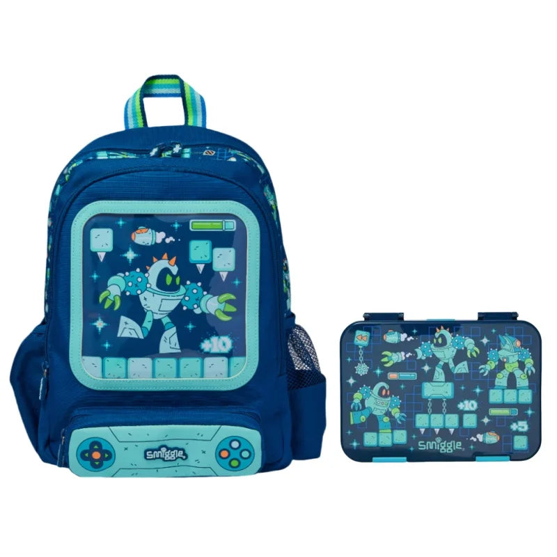 Smiggle Medium-Sized Backpack For Elementary School Students, Cartoon School Bag For Boys, Lunch Box Wallet, Student Supplies