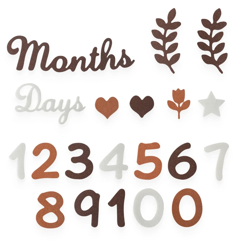 Baby Milestone Cards Soft Felt 0-12 Monthly Milestones Memorial Commemorativenir Photography Accessories For Newborn Birth Gift
