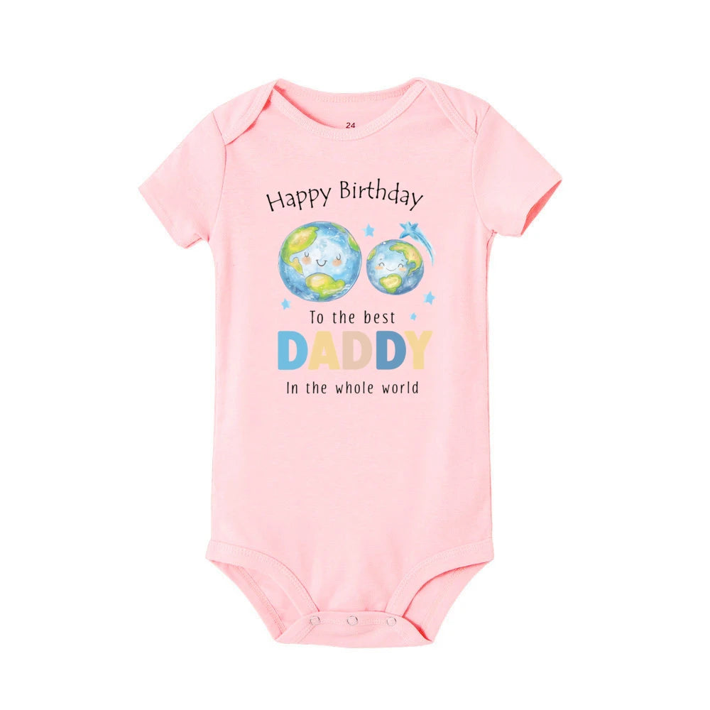 Happy Birthday To The Best Daddy in The Whole World Print Baby Romper Dad Birthday Party Infant Outfit Bodysuit Newborn Jumpsuit