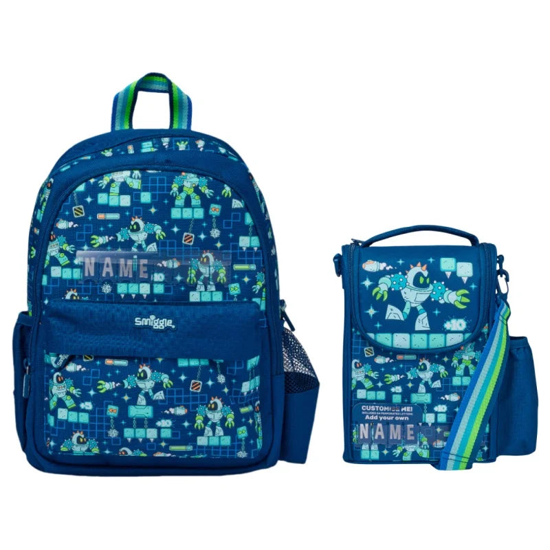 Smiggle Medium-Sized Backpack For Elementary School Students, Cartoon School Bag For Boys, Lunch Box Wallet, Student Supplies