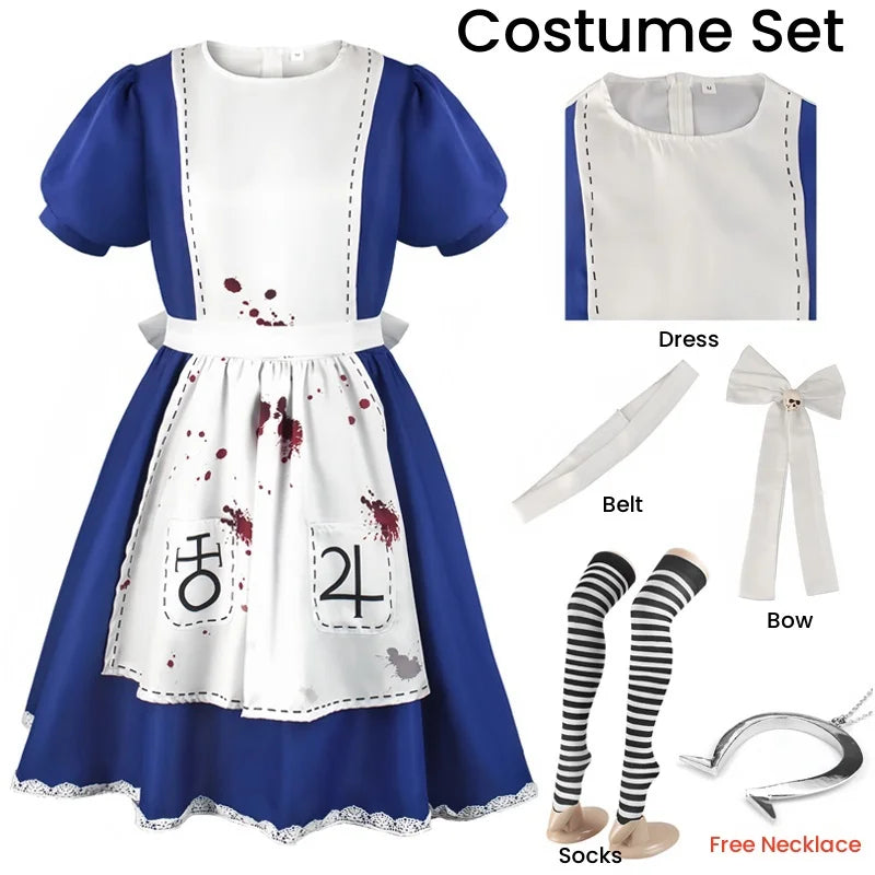 Delivery guaranteed-Order early-Anime Alice Princess Dress Maid Apron Dress Game Madness Returns Alice Cosplay Costume For Women Girls Halloween Party