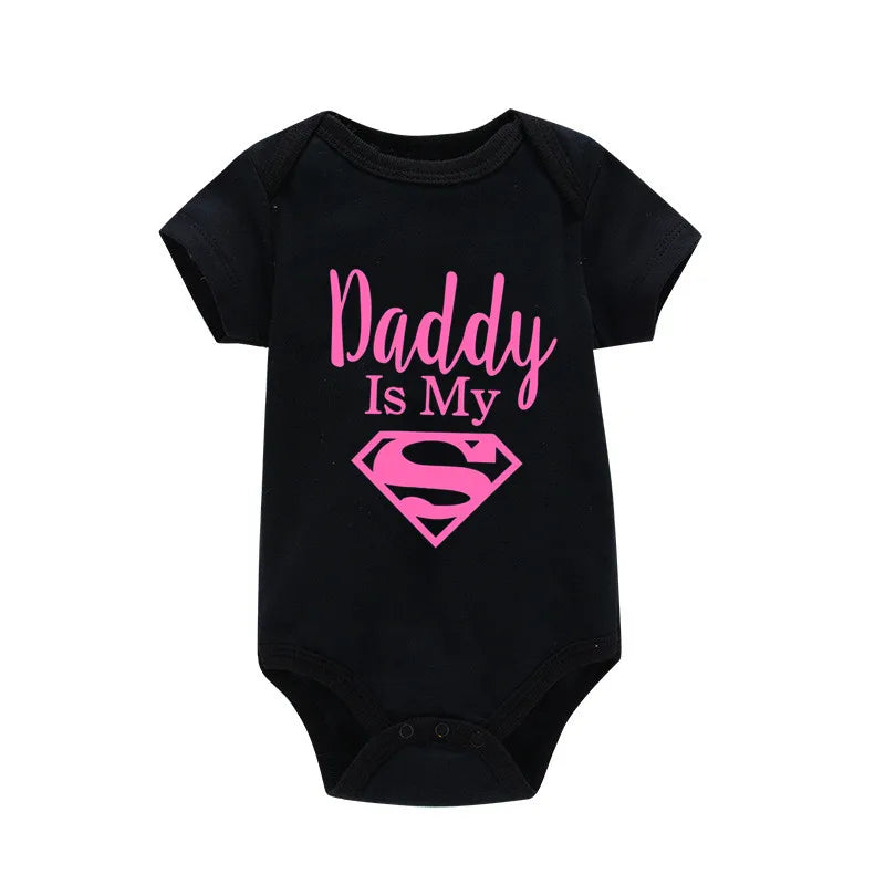 Baby Onesie - Newborn Baby Boys or Girls - Gold on Black - Daddy Is My Hero
