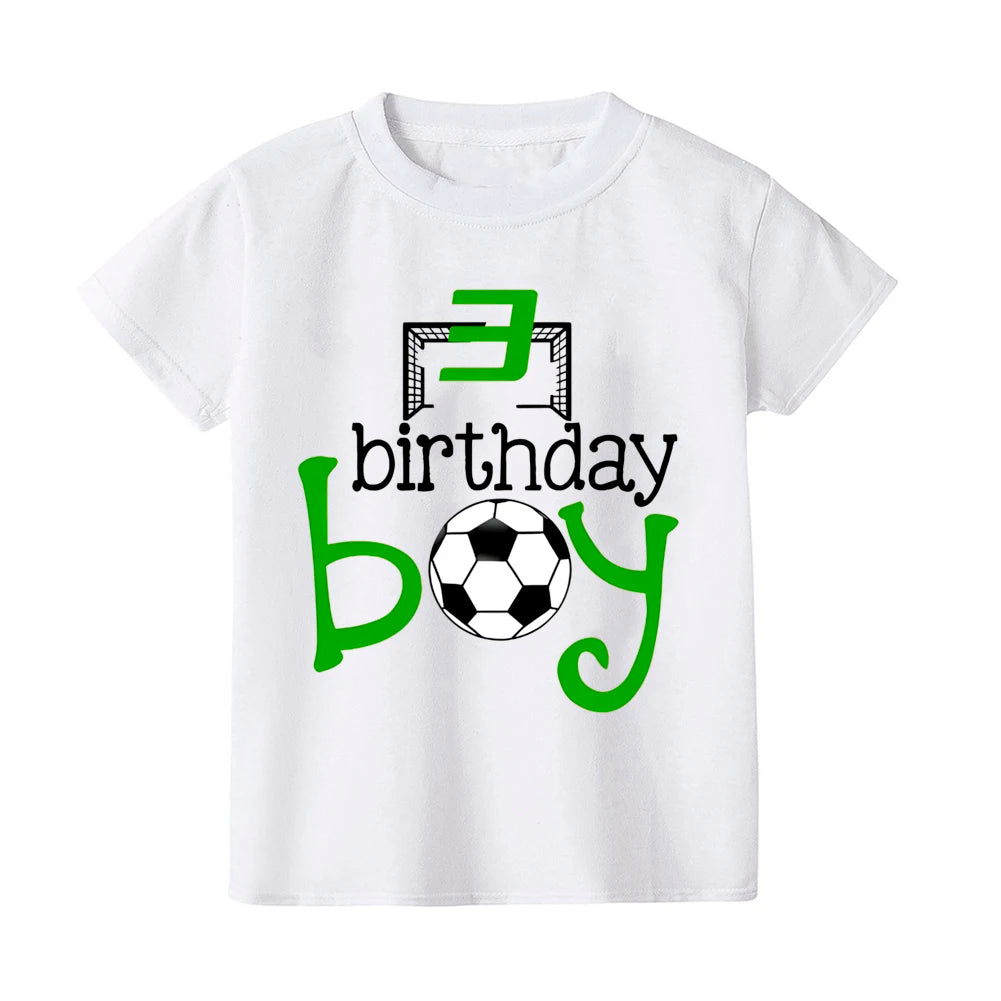 Casual Child Tee Shirt Football&birthday Print Kids T-shirt 2-9Y Fashion Short Sleeve Round Neck Tees Top Summer Soccer Clothes
