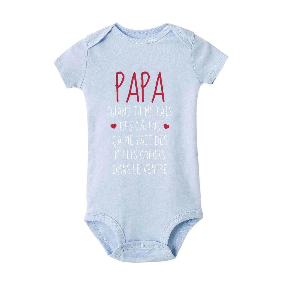 Fathers Day New Born Onesie / Bodysuit - French Print - Short Sleeve