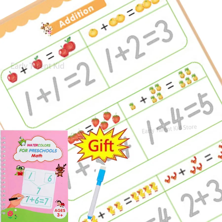 Children Notebook Waterproof White Hard Paper Board+1 Erasable Pen Can Write Reusable Magic Books Kid Early Practice Calligraphy