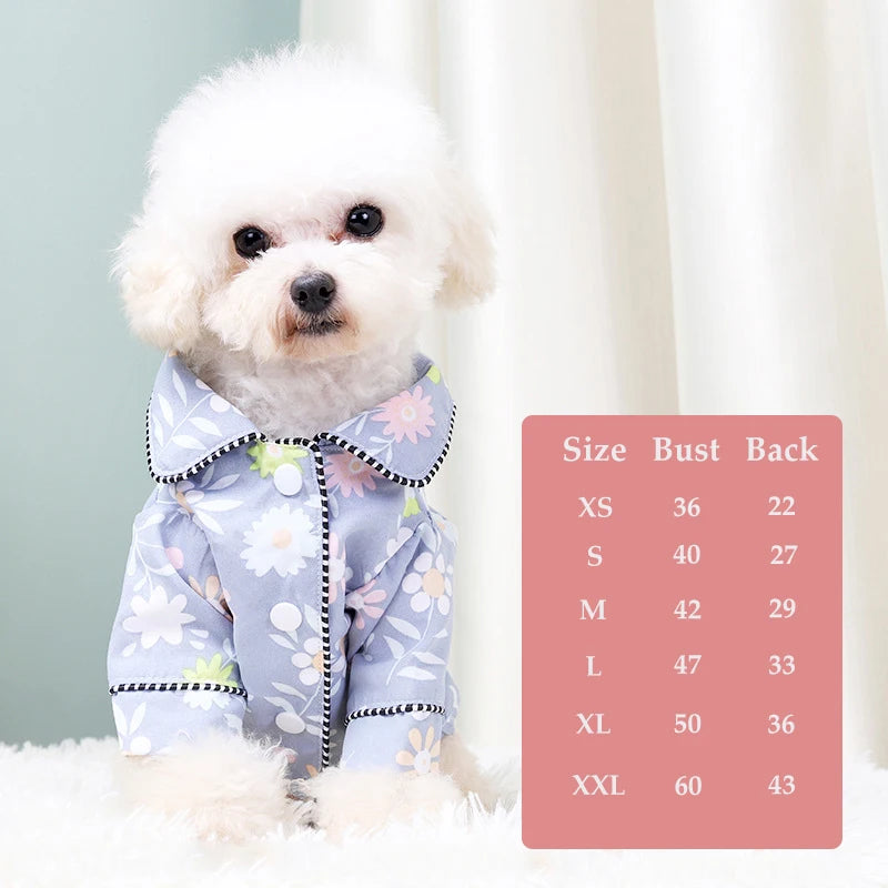 Black Dog Pajamas Autumn Winter Puppy Shirt Sleepwear Floral Pet Jumpsuit Elegant Kitten Pet Clothing for Chihuahua Yorkshire