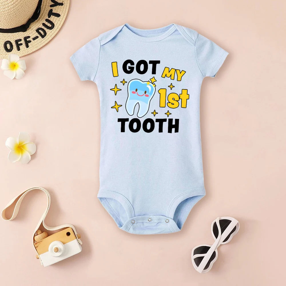 I Got My First Tooth romper baby bodysuit infant outfit baby shower gift ﻿child pregnancy gift for mom