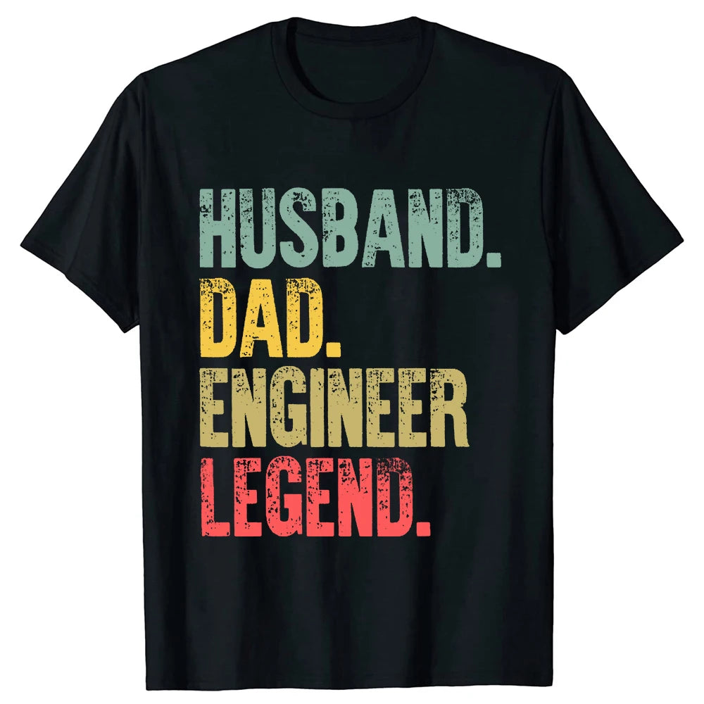 Father's Day Gift- Men's T Shirt  - Short Sleeve - HUSBAND, DAD, ENGINEER, LEGEND