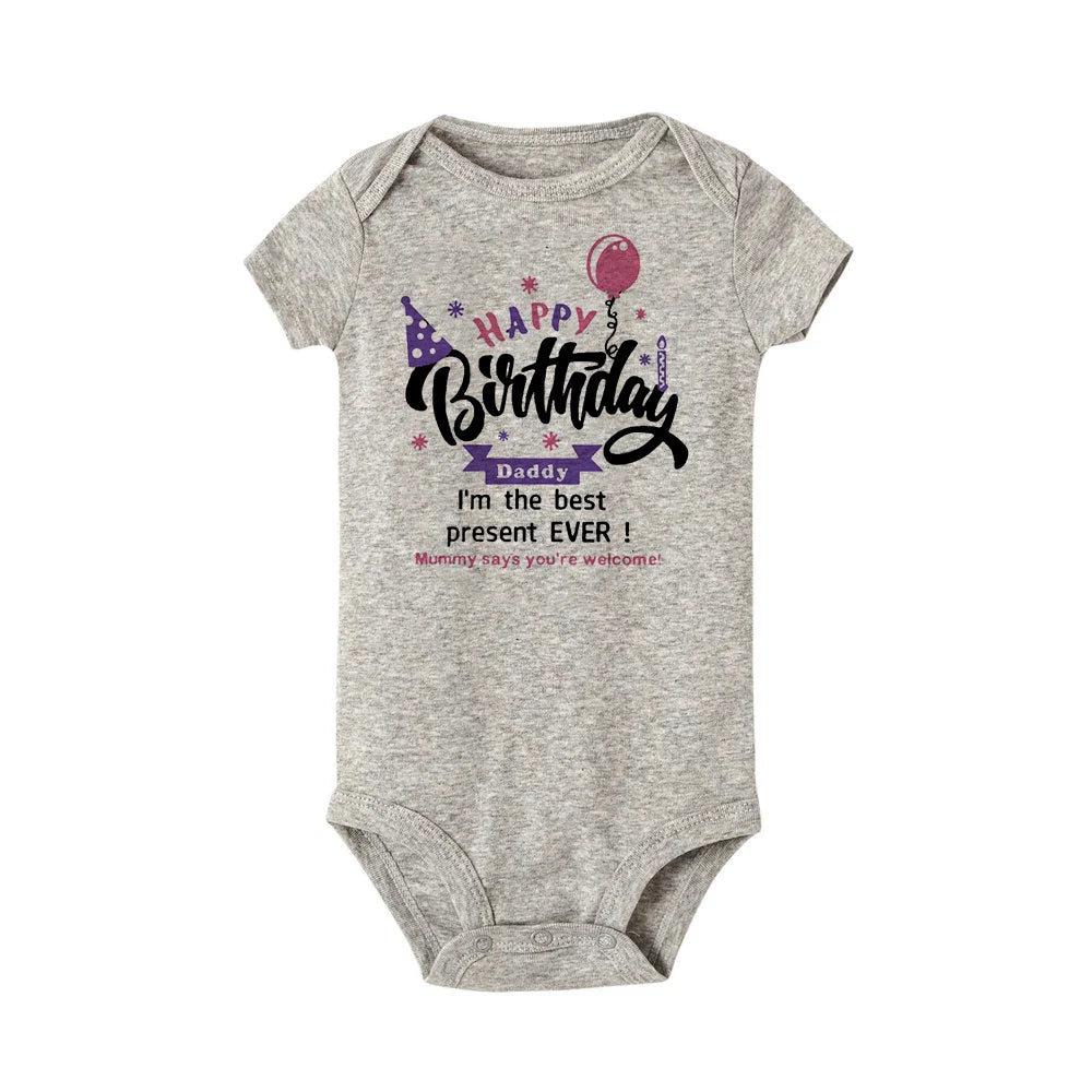 Happy Birthday Daddy Mommy Baby Bodysuit For Infants - 0-24 Months