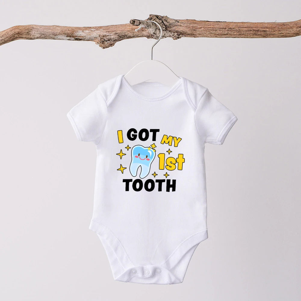 I Got My First Tooth romper baby bodysuit infant outfit baby shower gift ﻿child pregnancy gift for mom