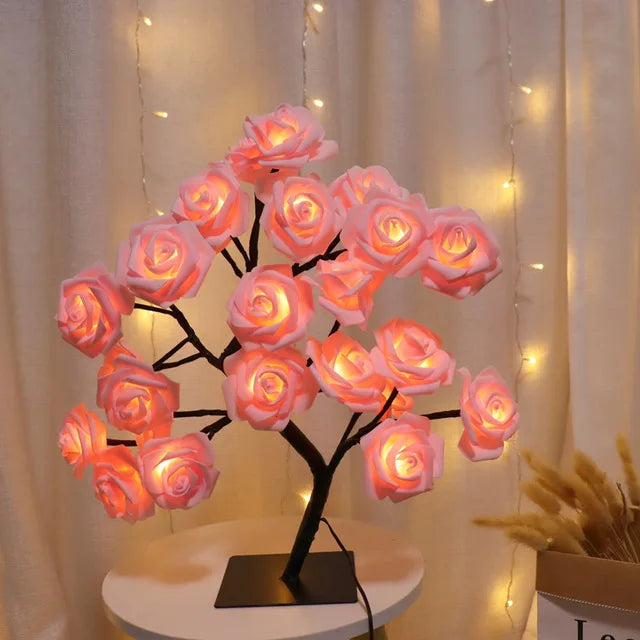 24 LED Flowers, Tree Lights USB Table Lamp Fairy Maple Leaf Night Light Home Party Christmas Wedding Bedroom Decoration Gift