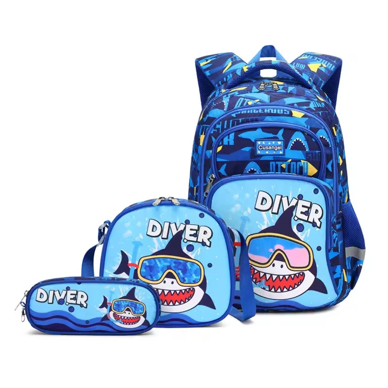 3PCS High Quality New Arrivals School Backpack Set Dinosaur Cartoon Bag Schoolbags Kids Backpack, A Backpack, A Pen Bag, A Meal Bag