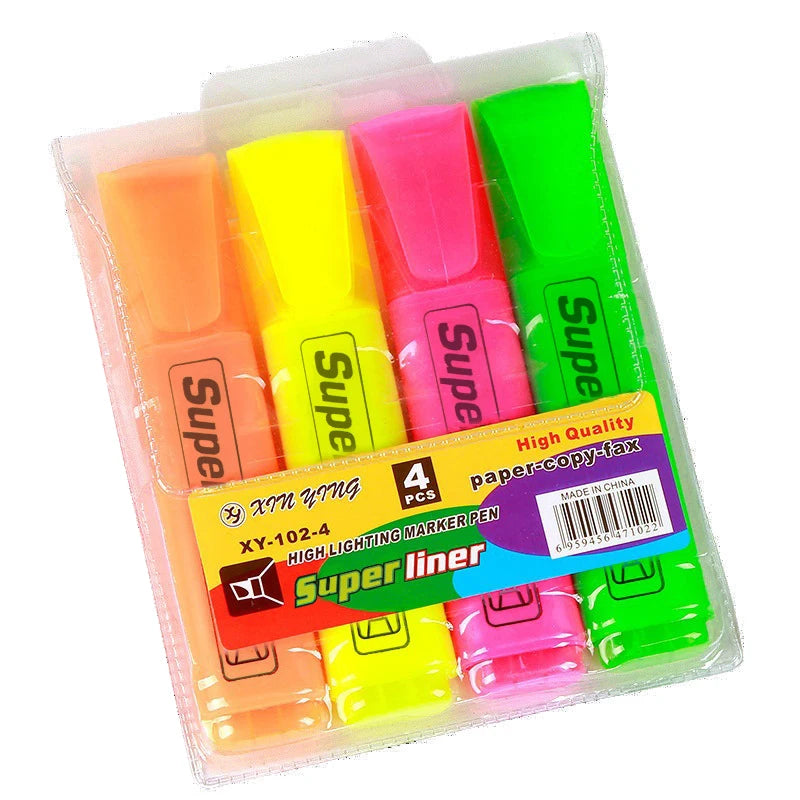 4/6Pc Highlighter Fluorescent Pen Broad Tip Writing Marker Pens for Art Drawing Doodling Marking Office Stationery School Supply