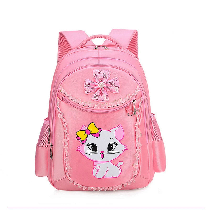 Pink Cat Children Girl Backpack Bowknot Kid School Bag Cartoon Bookbag Cute Princess Kindergarten Primary School Girl Backpack