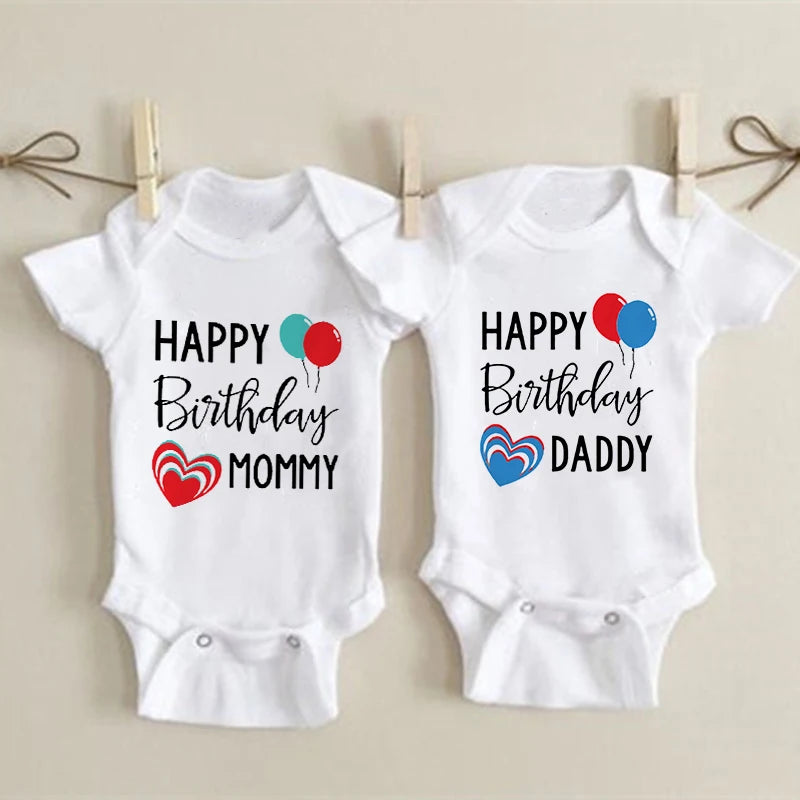 Happy Birthday Daddy Mommy Baby Bodysuit For Infants - 0-24 Months