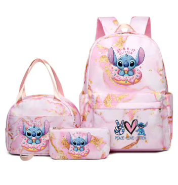 3pcs/set Lilo Stitch Backpack (B) - With Lunch Bag Students, Teenagers School Bags Set
