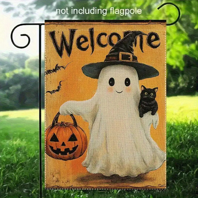1pc Halloween Garden Flag - all are double sided - pick your choice - 12x18 Inch Yard Flag , No Electricity Needed, Flagpole Not Included