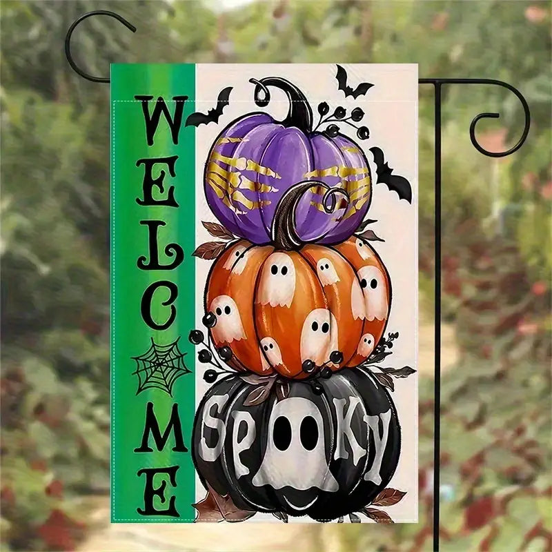 1pc Halloween Garden Flag - all are double sided - pick your choice - 12x18 Inch Yard Flag , No Electricity Needed, Flagpole Not Included