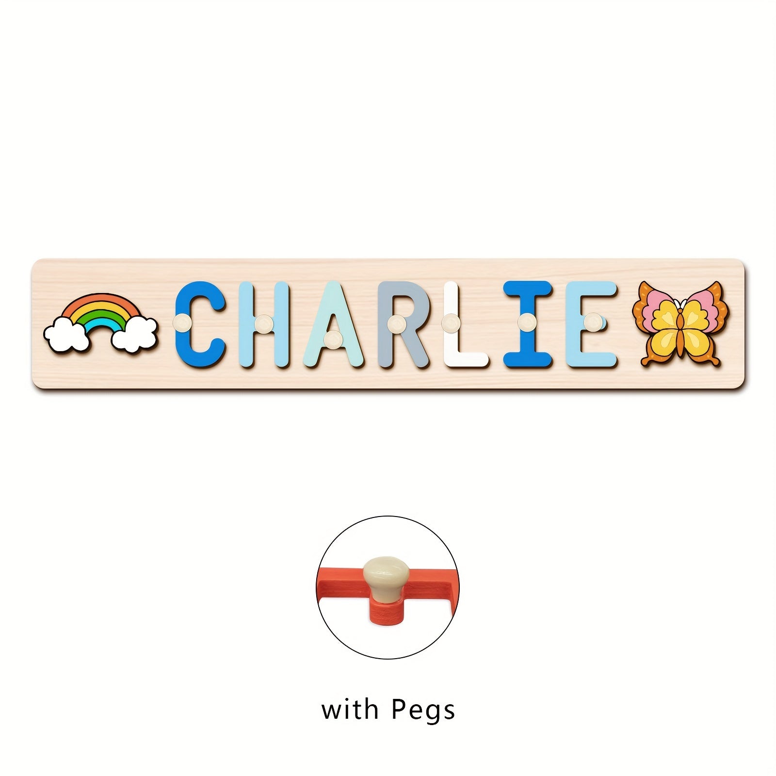 Name Puzzle, Baby-Blue Color Personalized Name Puzzle With 2 Elements, Early Learning Toys, Birthday Gifts, Toys